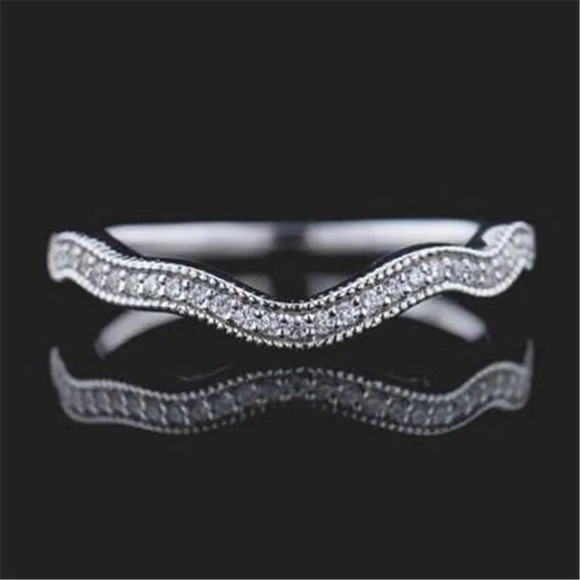 New Women’s 2pc/Set 935 Silver Engagement Diamond Ring - Picture 3 of 5